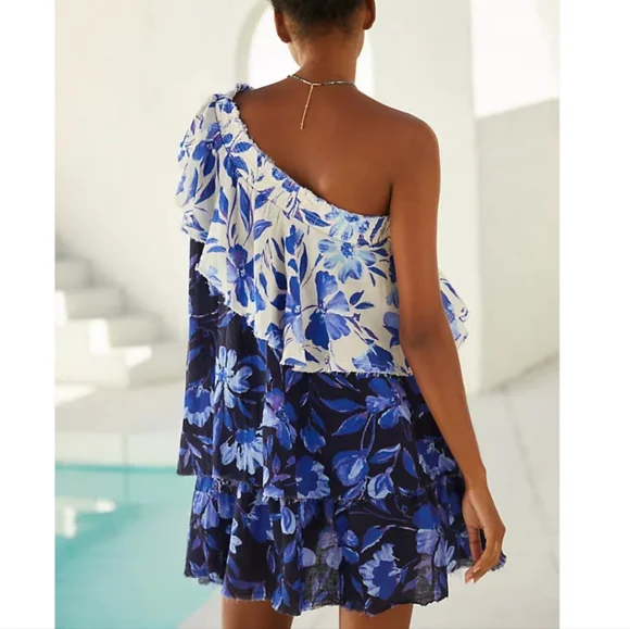 🆕 Anthropologie Floral Dress One Shoulder and Tiered Style. NWT - Picture 14 of 16